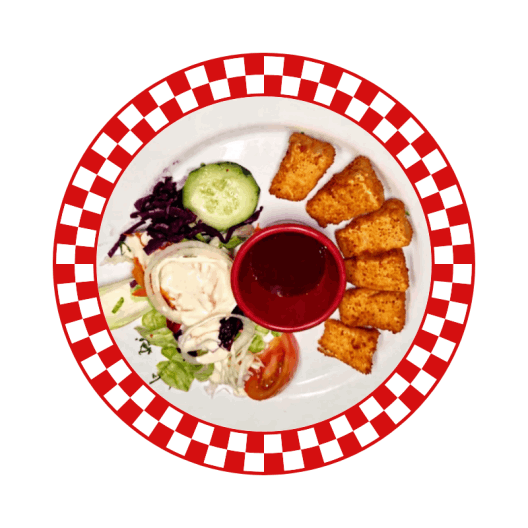 Camembert empanado con ensalada