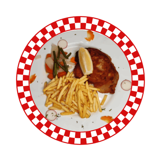 Cordon bleu con patatas fritas y verduras