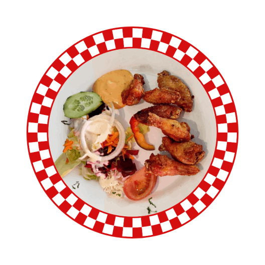 Pollo frito con ensalada
