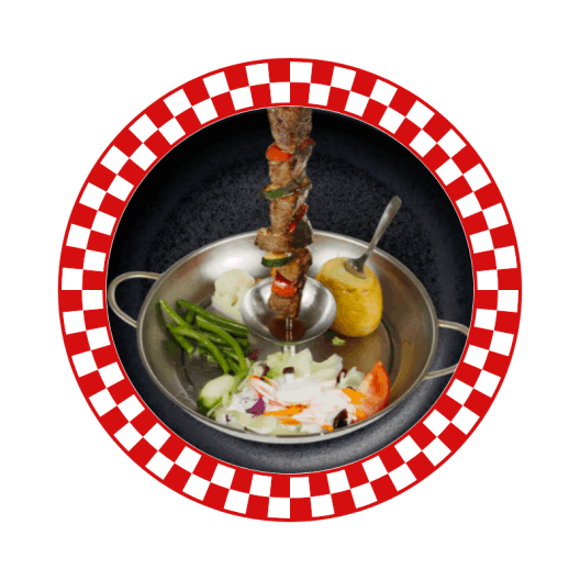 Spit flambéed at your table with pork, beef, chicken or mixed