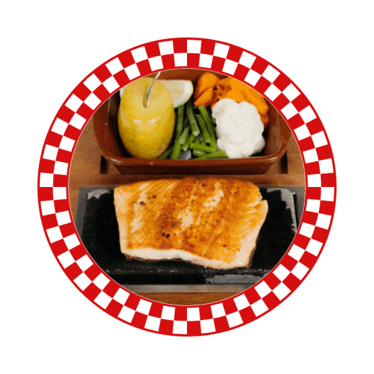 Meat on a hot stone, pork, lamb, rump steak or cicken breast