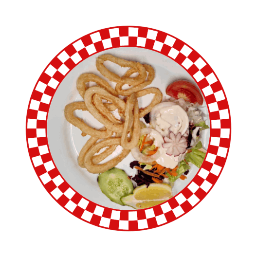 Anillas de calamar fritas con guarnición